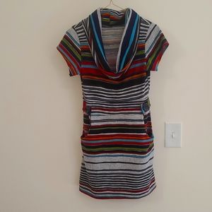 Size 6 body con cowl neck dress with buttons and pockets at hips